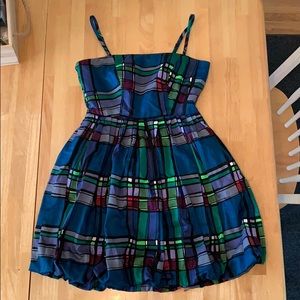 Blue Green Purple Patterned Bubble Dress